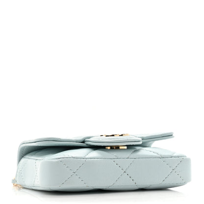 Chanel Lambskin Quilted Flap Bow Chain Waist Bag Light Blue 4 of 11