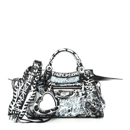 Balenciaga Agneau Arena Graffiti Neo Cagole City Handbag XS Black White 3 of 12