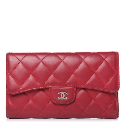 Chanel Lambskin Quilted Large Flap Wallet Dark Pink 1 of 17