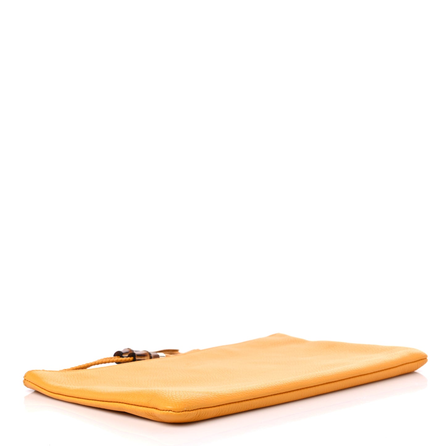 Pebbled Calfskin Large Bamboo Clutch Yellow