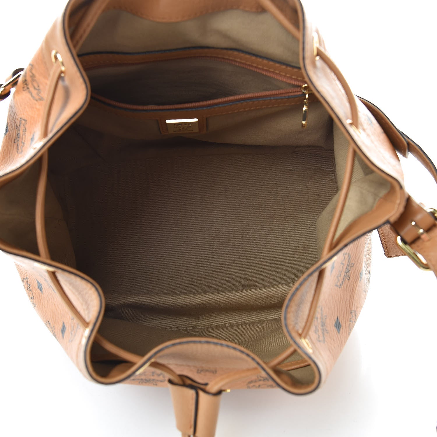 MCM Visetos Essential Drawstring Bucket Bag Cognac 5 of 11