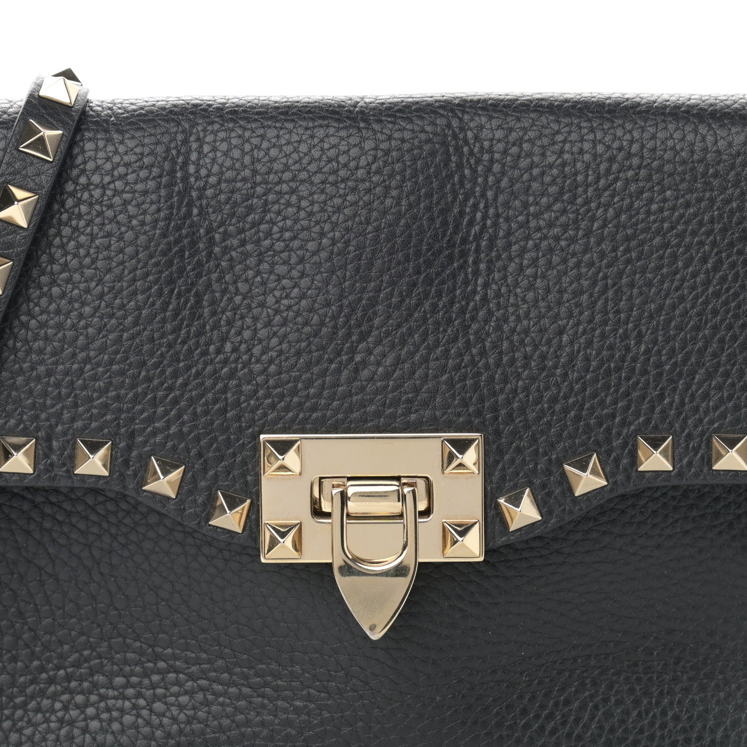 Valentino Garavani Pebbled Calfskin Medium Rockstud Flip Lock Crossbody Bag Black 10 of 10