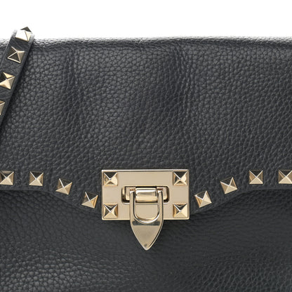 Valentino Garavani Pebbled Calfskin Medium Rockstud Flip Lock Crossbody Bag Black 10 of 10
