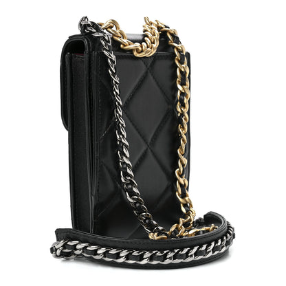 Chanel Lambskin Quilted Chanel 19 Phone Holder With Chain Black 3 of 12