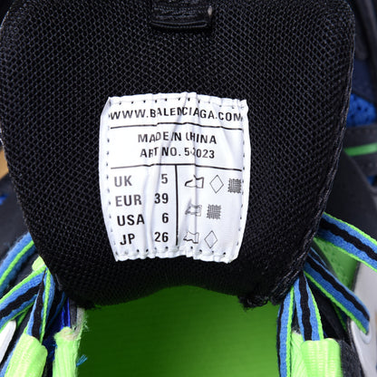 Balenciaga Mesh Nylon Mens Track Sneakers 39 Black Blue Green 9 of 10