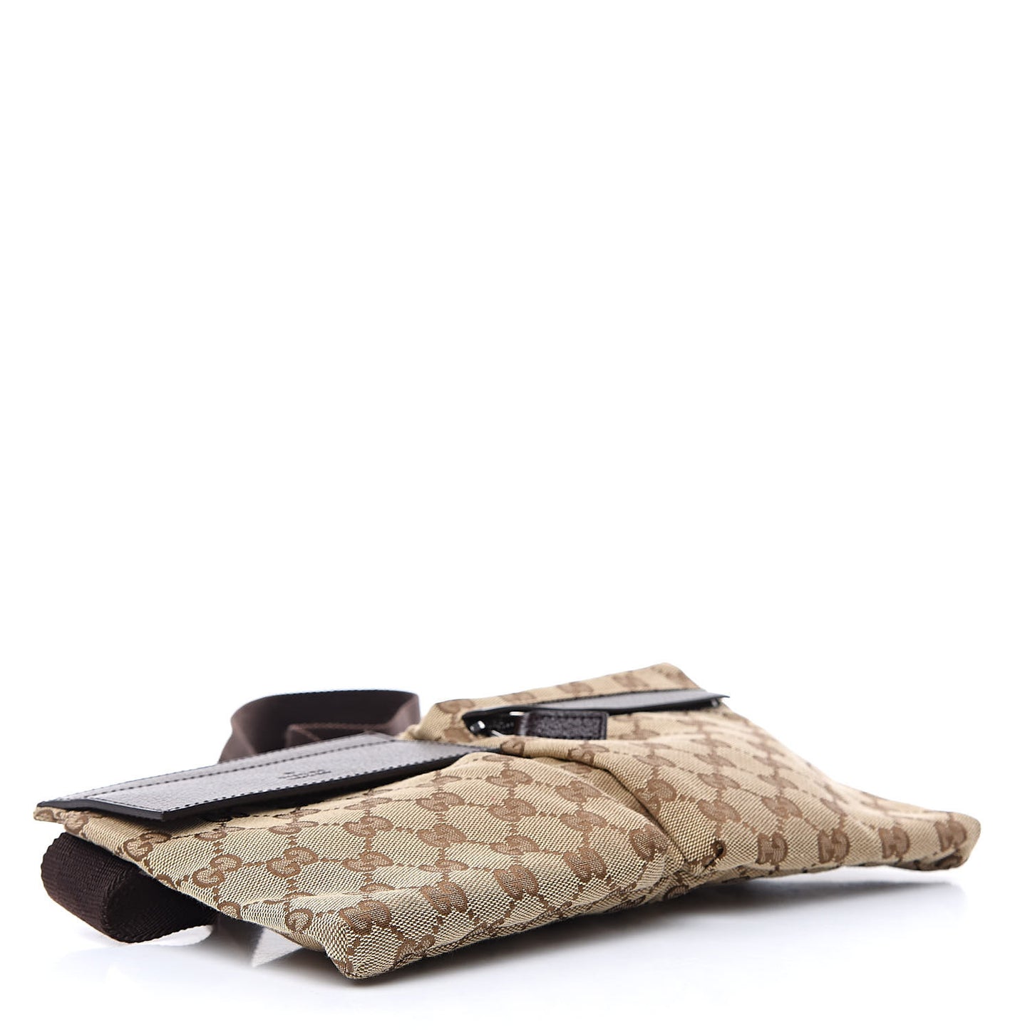GG Monogram Double Pocket Belt Bag Dark Brown