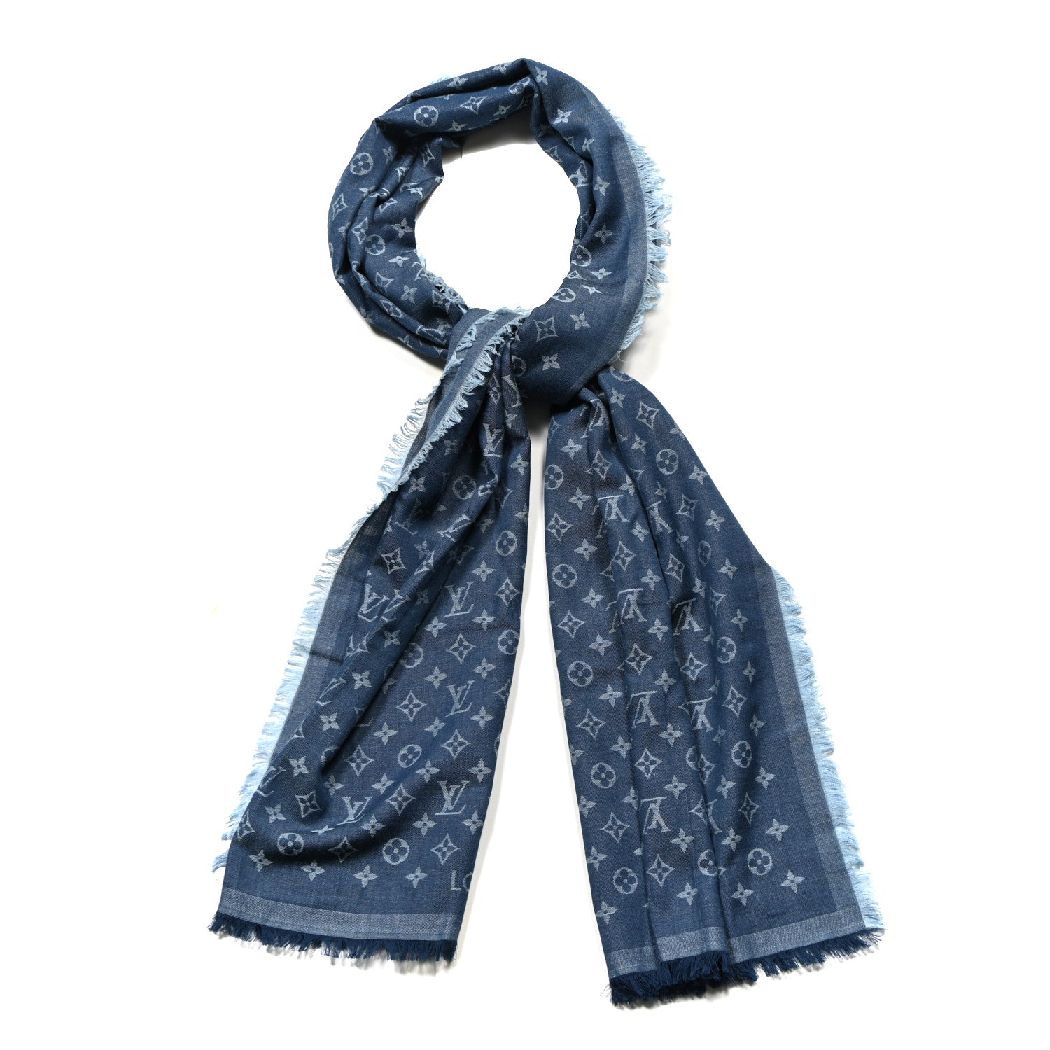 Louis Vuitton Cotton Monogram Essential Stole Blue 1 of 3