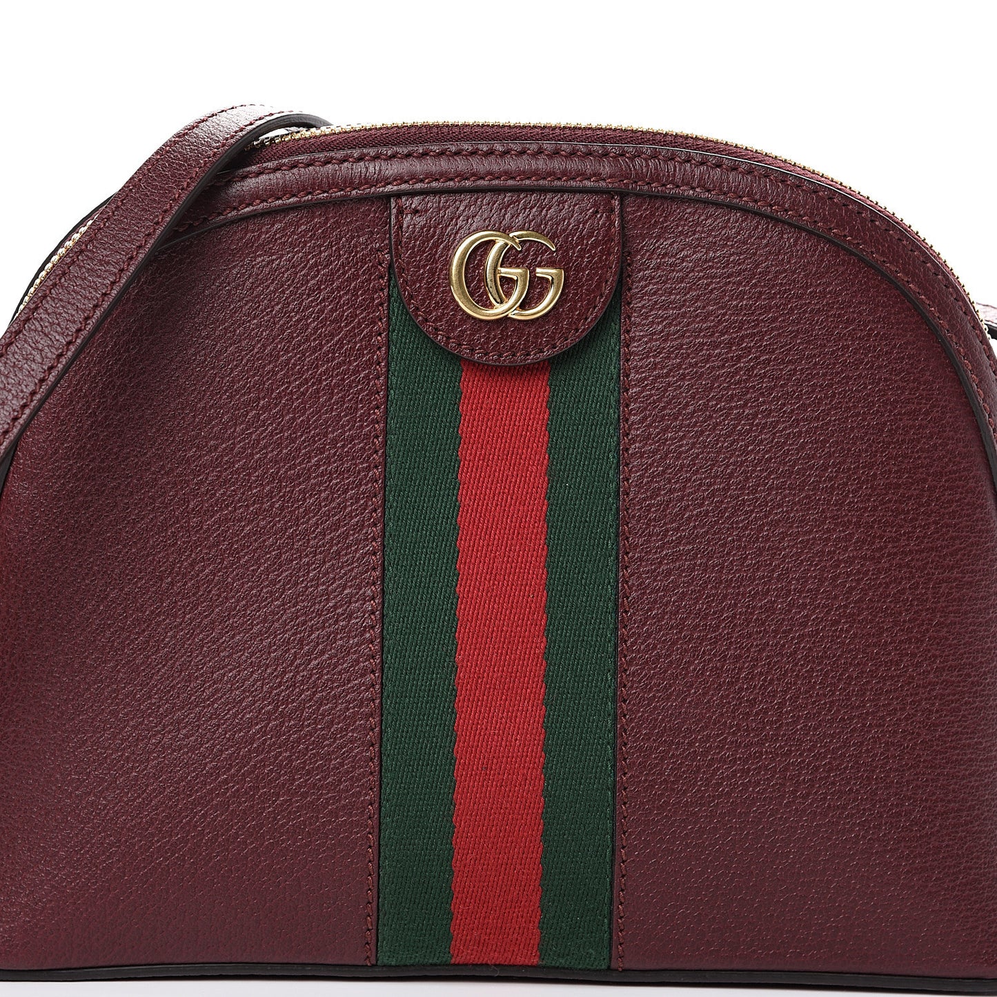 Textured Calfskin Web Small Ophidia Dome Shoulder Bag Vintage Bordeaux