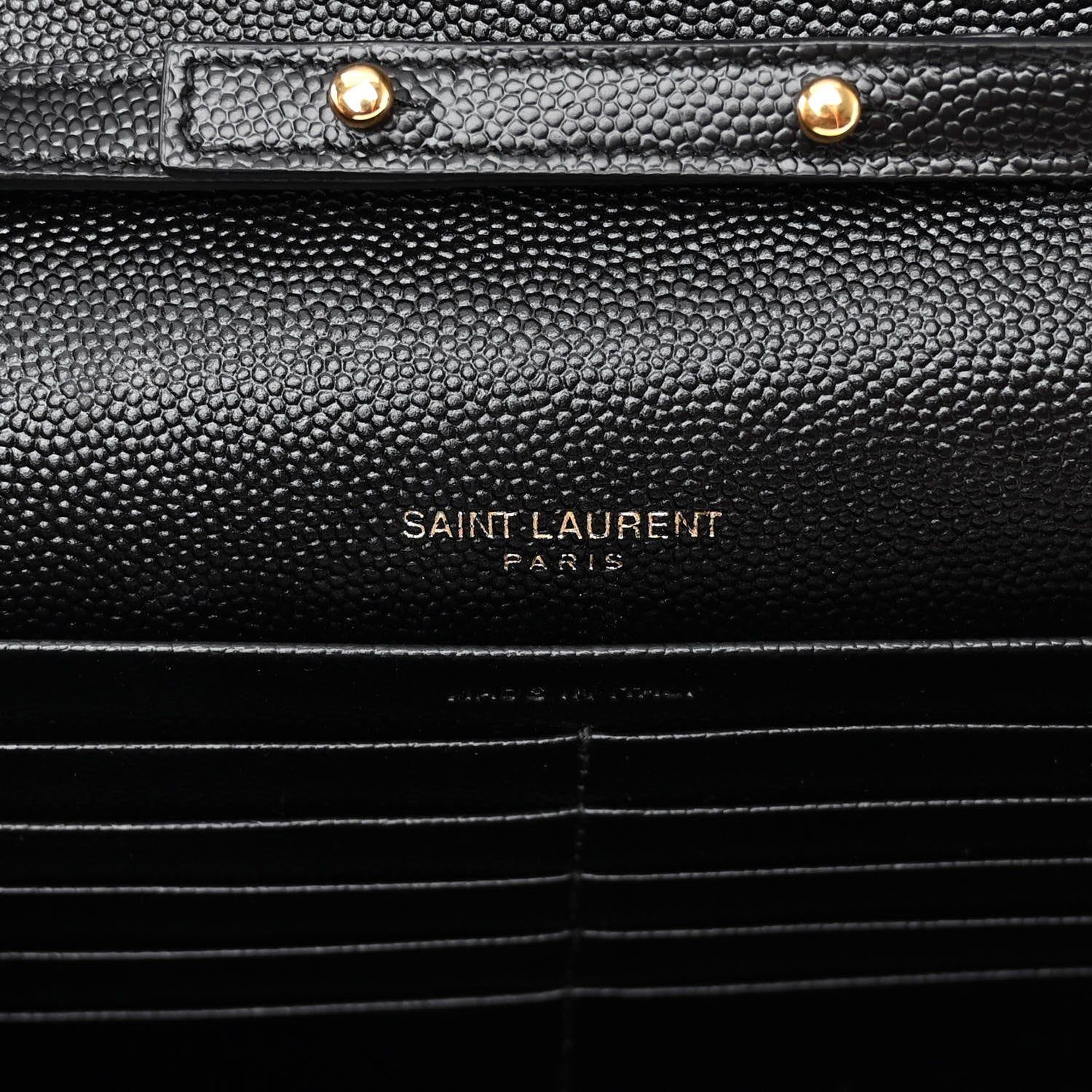 Saint Laurent Grain De Poudre Matelasse Chevron Monogram Chain Wallet Black 6 of 9
