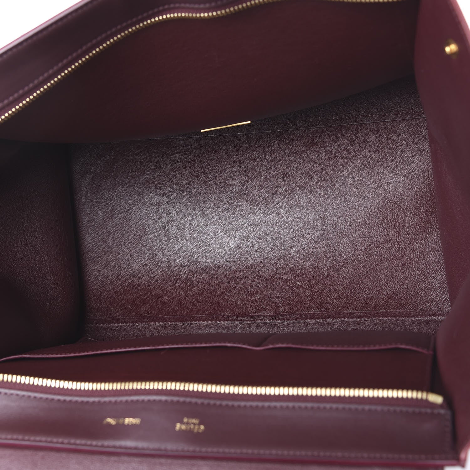 Celine Drummed Calfskin Suede Medium Trapeze Burgundy 4 of 10