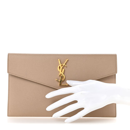 Saint Laurent Grain De Poudre Uptown Pouch Dark Beige 2 of 10