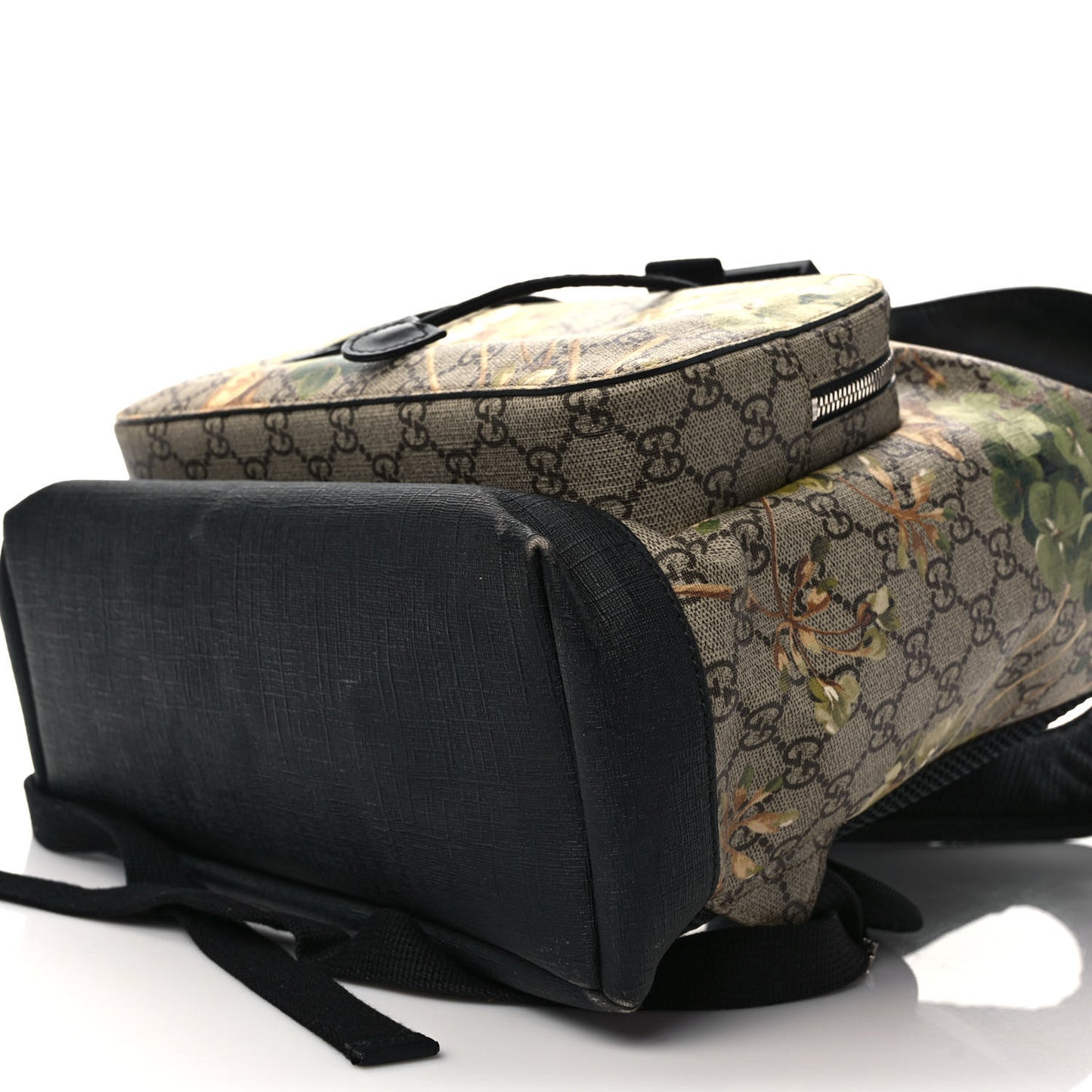 GG Supreme Monogram Blooms Medium Single Buckle Backpack Beige New Military Black