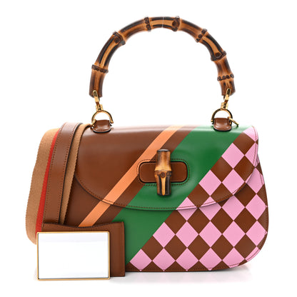 Gucci Calfskin Geometric Print Medium Bamboo 1947 Top Handle Bag Brown 3 of 10