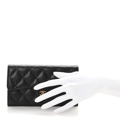 Chanel Caviar Quilted Large Flap Wallet Black 2 of 9