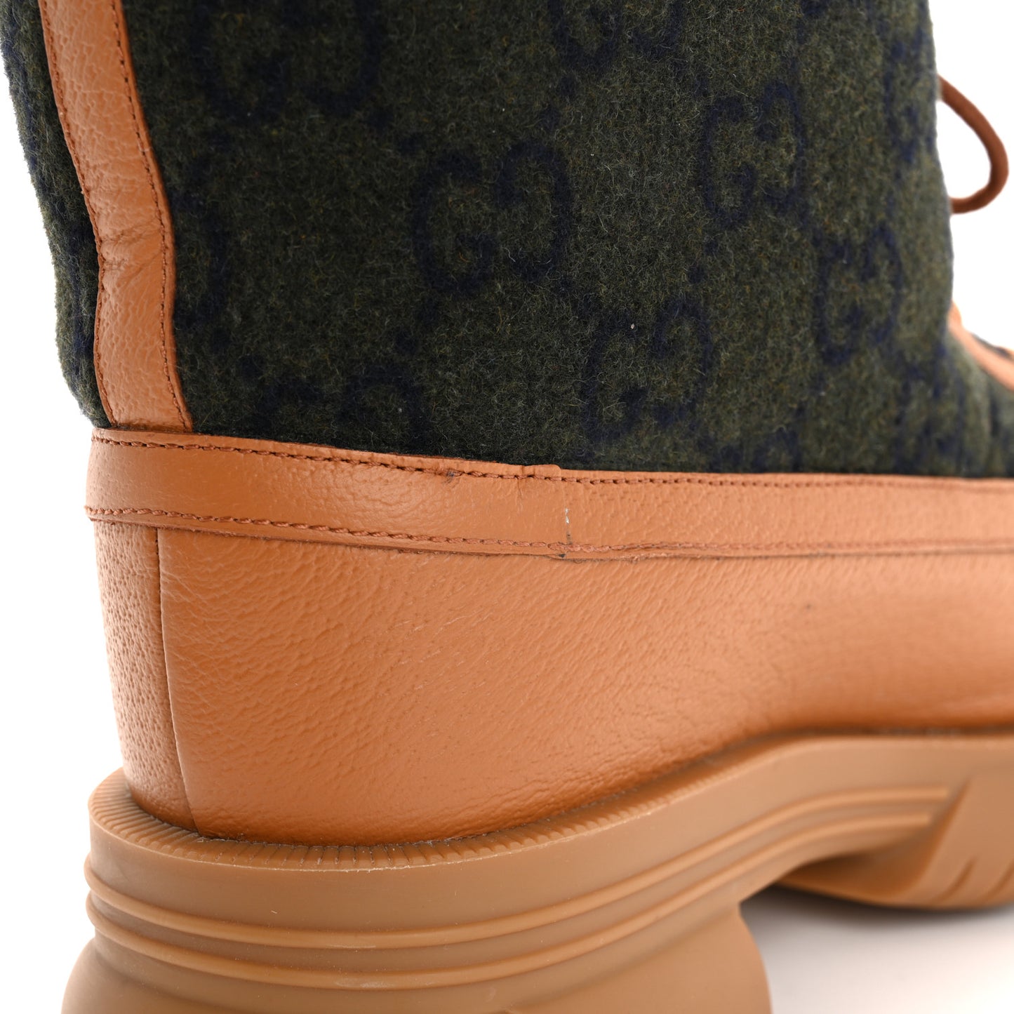 Covered Wool Textured Dollar Calfskin Monogram GG Mens Ankle Boot 11 Underwood Blue