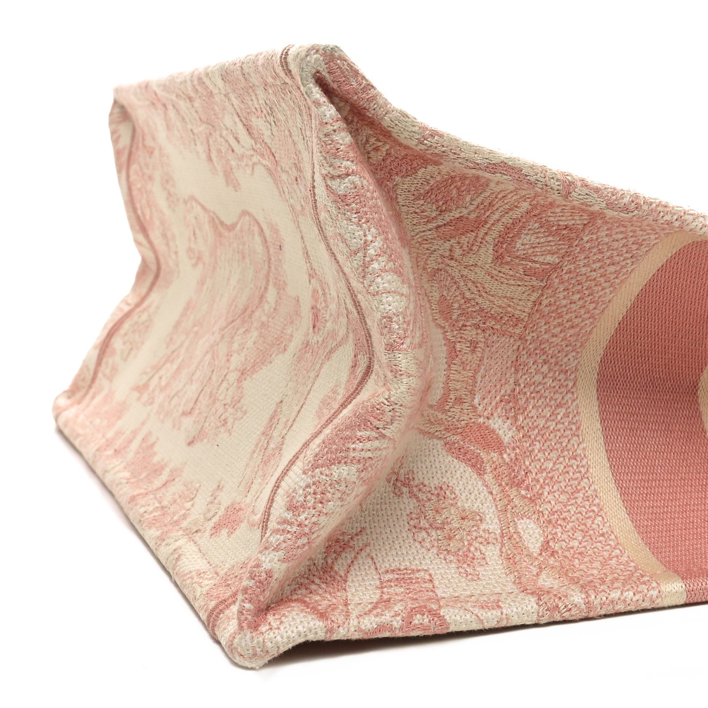 Canvas Toile De Jouy Embroidered Medium Book Tote Pink