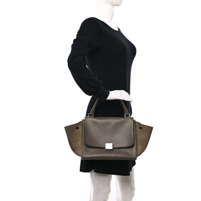 Celine Drummed Calfskin Suede Small Trapeze Souris 2 of 11