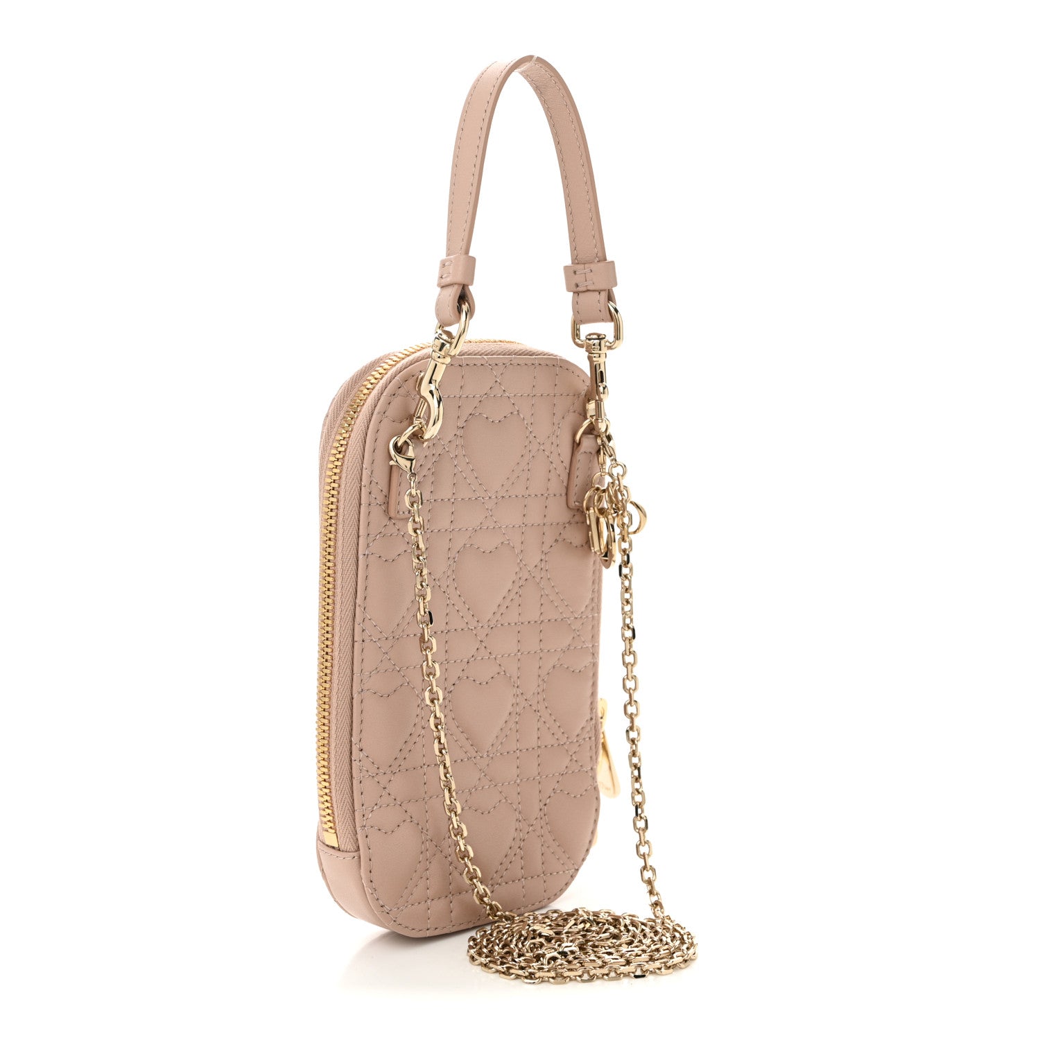 Christian Dior Lambskin Cannage Dioramour Lady Dior Phone Holder Light Pink 3 of 11