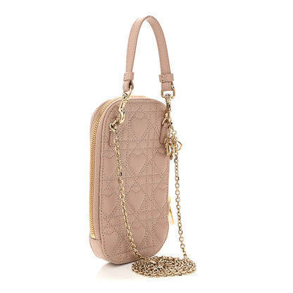Christian Dior Lambskin Cannage Dioramour Lady Dior Phone Holder Light Pink 3 of 11