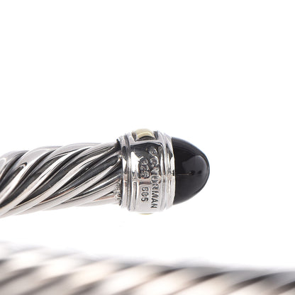 David Yurman Sterling Silver 14K Yellow Gold Black Onyx 7mm Cable Classics Bracelet 4 of 4
