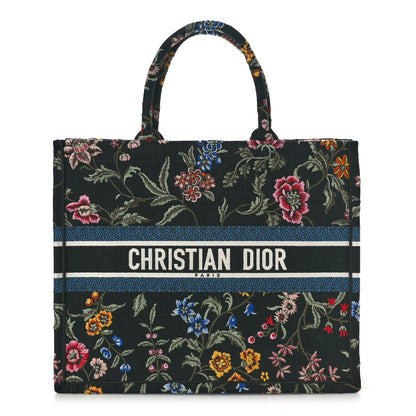 Christian Dior Canvas Embroidered Large Book Tote Black Multicolor 1 of 9