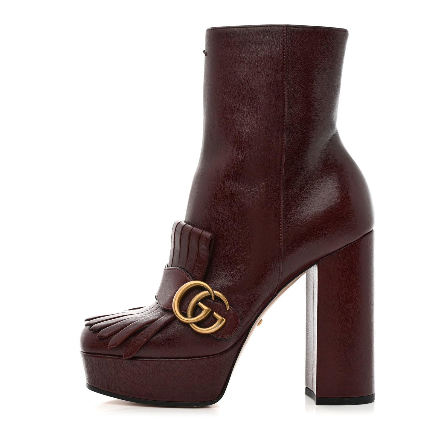 Malaga Kid GG Marmont Fringe Platform Ankle Boots 36 Vintage Bordeaux