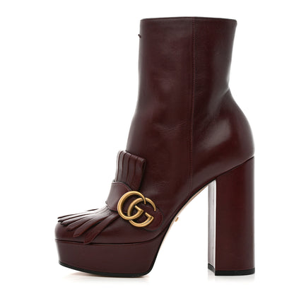 Gucci Malaga Kid GG Marmont Fringe Platform Ankle Boots 36 Vintage Bordeaux 1 of 9