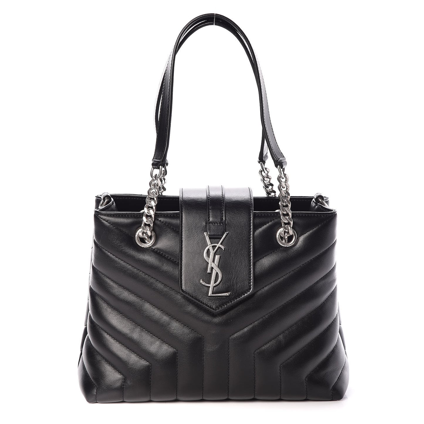 Calfskin Y Quilted Monogram Small Loulou Shopper Black
