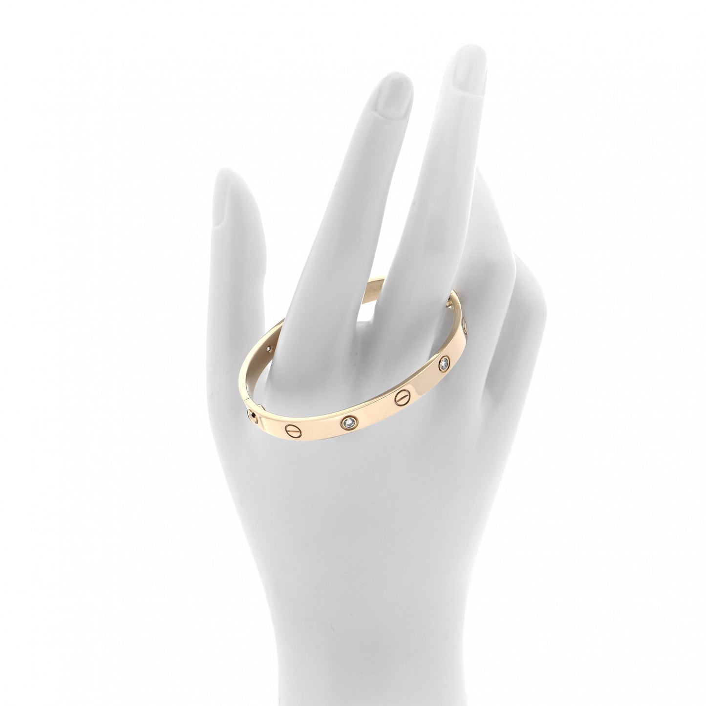 18K Yellow Gold 4 Diamond LOVE Bracelet 17