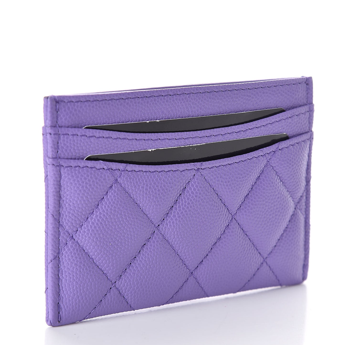 Caviar Quilted Card Holder Purple