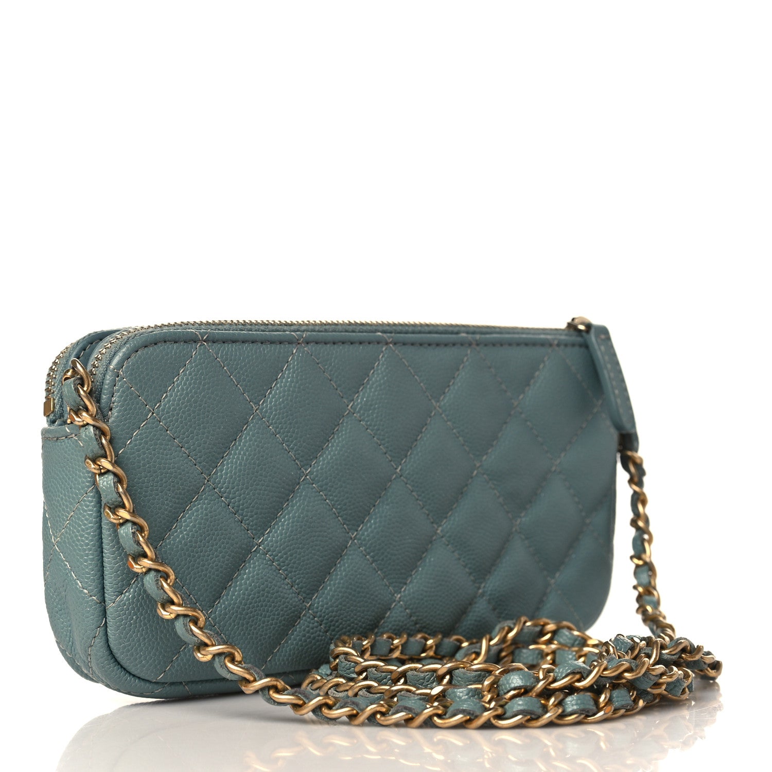 Chanel Caviar Quilted Small Clutch With Chain Light Blue 2 of 11