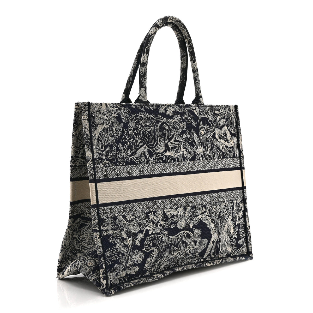 Christian Dior Canvas Embroidered Large Dioriviera Toile De Jouy Reverse Book Tote Blue 3 of 10