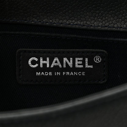 Chanel Caviar Stitched Small Boy Flap Dark Blue 6 of 10