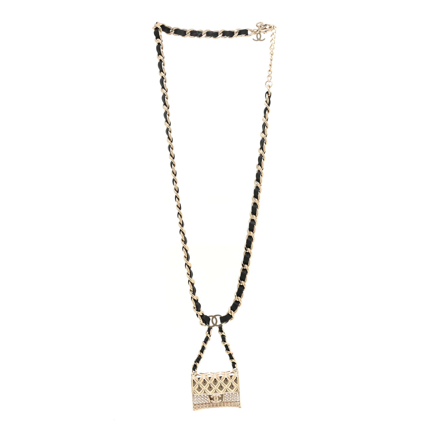 Lambskin Chain CC Flap Bag Belt 90 Black Gold