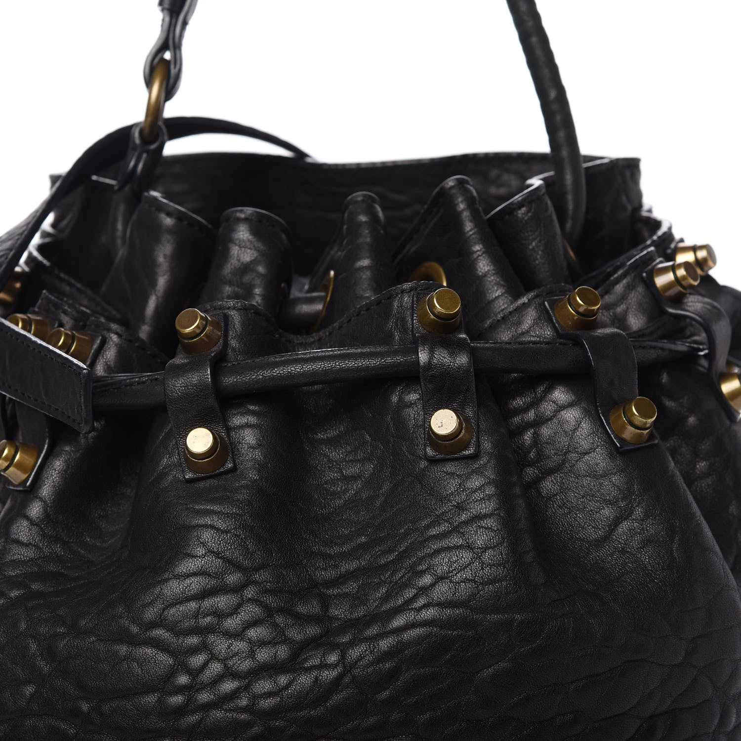 Alexander Wang Pebbled Lambskin Diego Bucket Bag Black Antique Brass Hardware 7 of 11