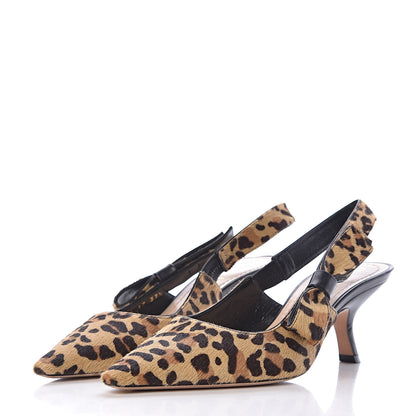 Christian Dior Calf Hair Lambskin Leopard Sweet D Slingback Pumps 37.5 3 of 8