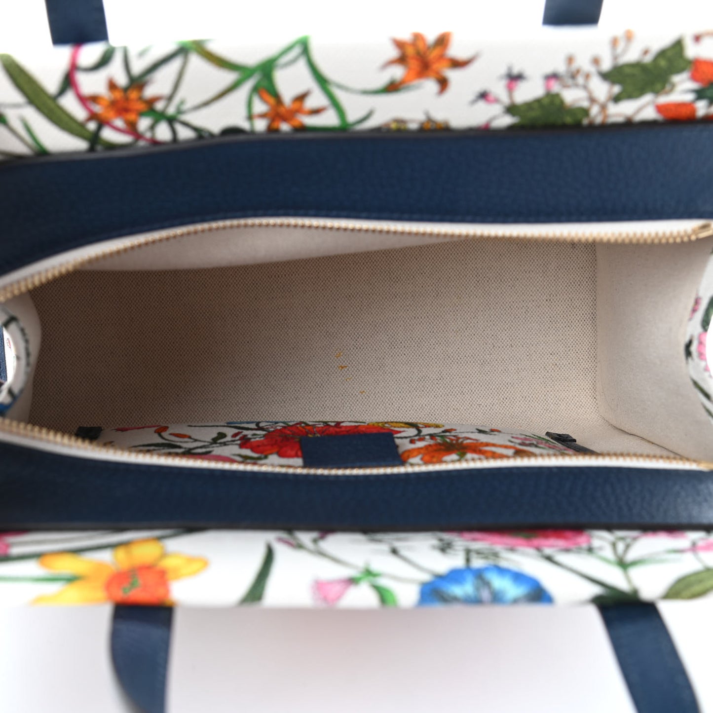 Canvas Medium Flora Tote White Multicolor Blue Agata