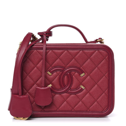Chanel Caviar Quilted Medium CC Filigree Vanity Case Burgundy 1 of 10