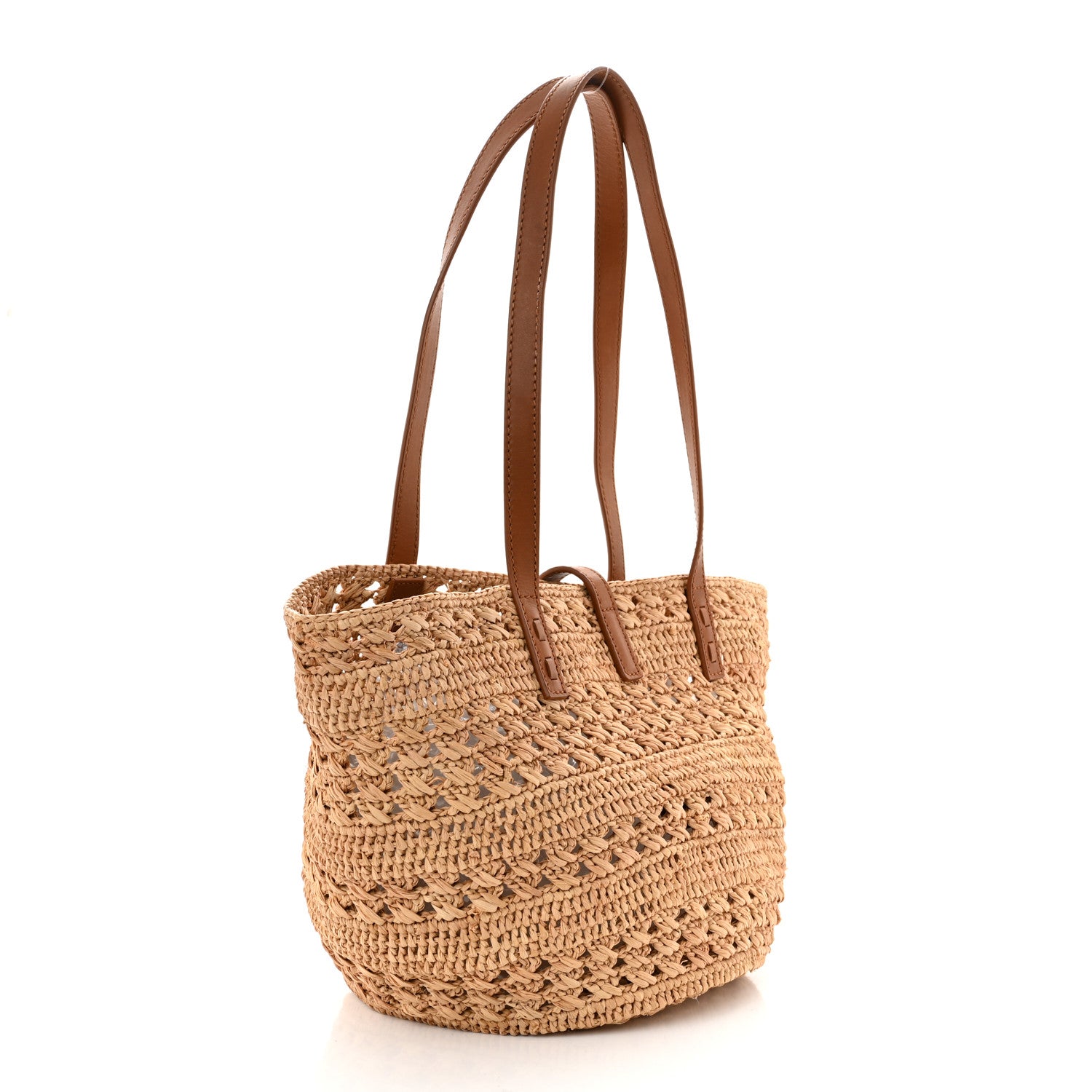 Saint Laurent Raffia Calfskin Small Panier Tote Naturel 3 of 10