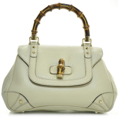 Gucci Leather Bamboo Top Handle Bag Ivory 1 of 10