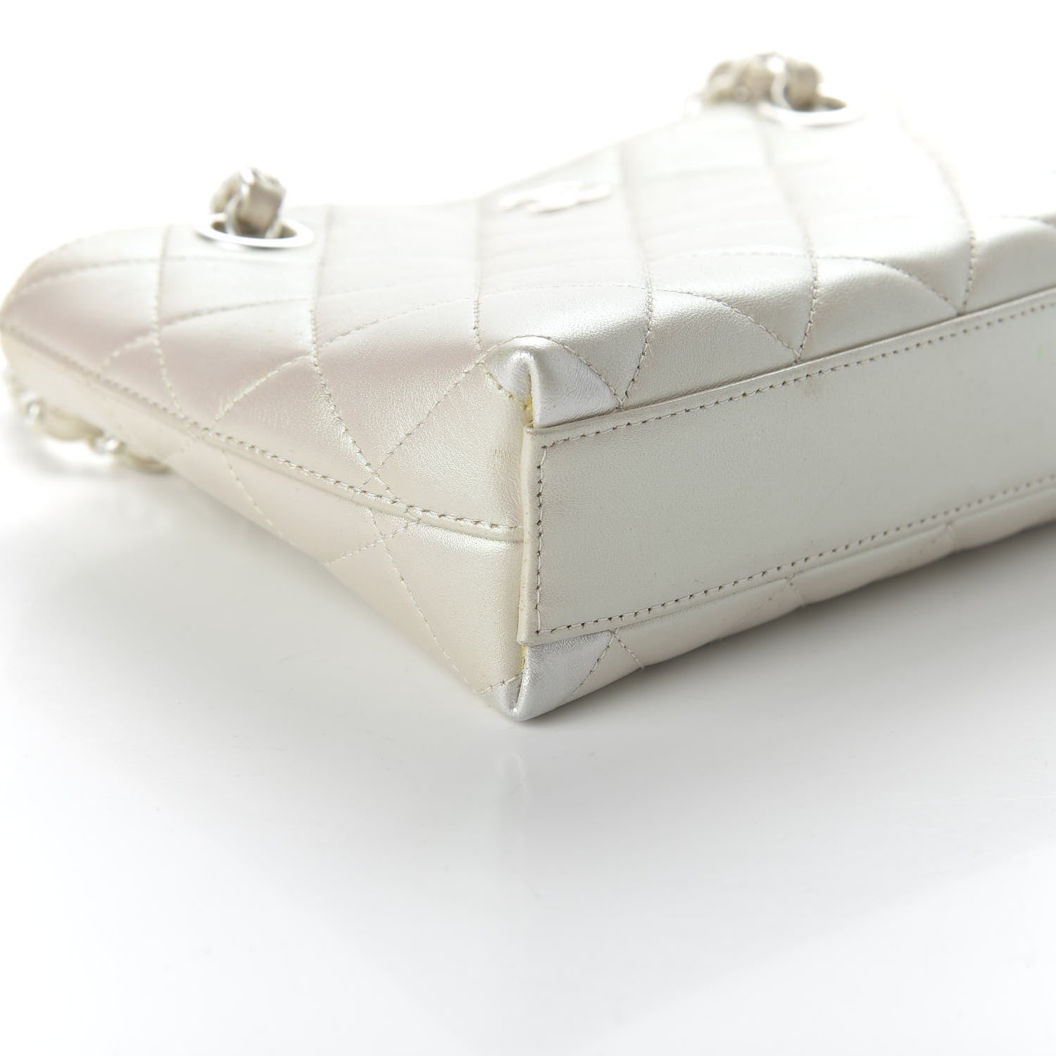 Chanel Iridescent Lambskin Quilted Pochette White 6 of 13