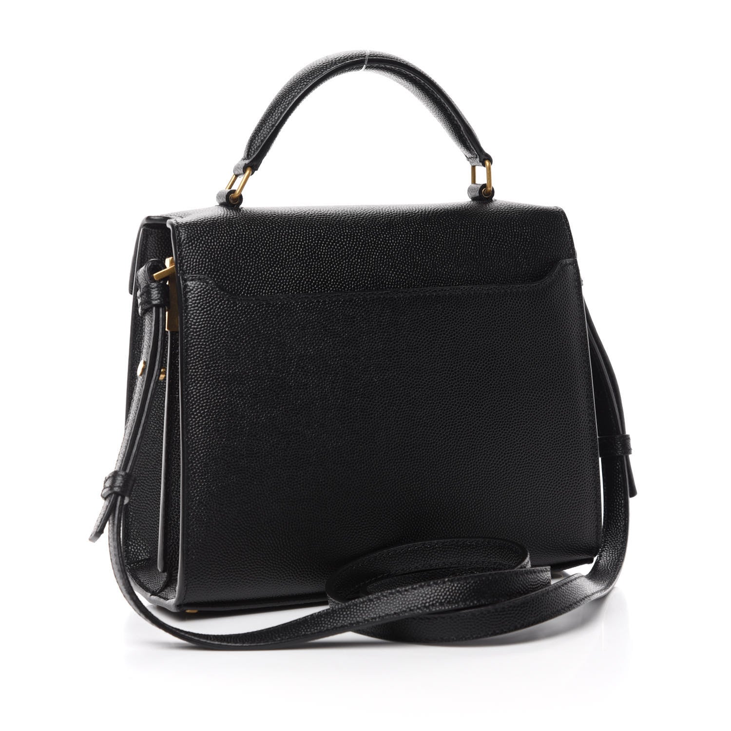 Saint Laurent Grain de Poudre Mini Classic Monogram Cassandra Top Handle Black Rouge Legion 3 of 12