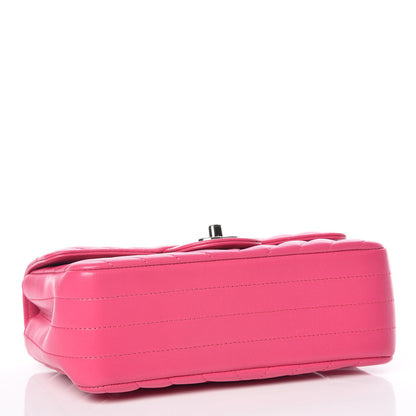Chanel Lambskin Chevron Quilted Mini Rectangular Flap Fuchsia 4 of 10