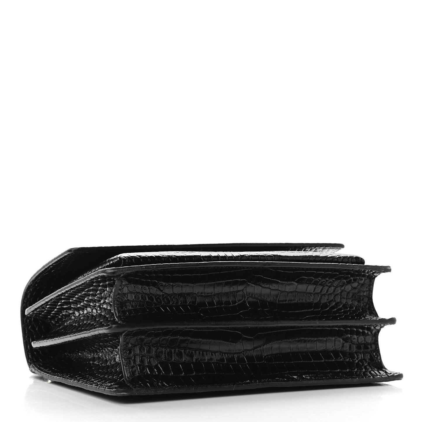 Calfskin Crocodile Embossed Medium Monochrome Monogram Sunset Black