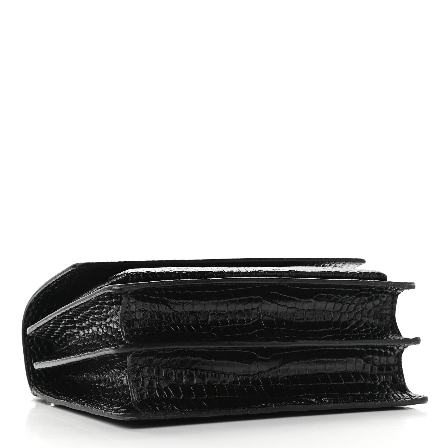 Saint Laurent Calfskin Crocodile Embossed Medium Monochrome Monogram Sunset Black 4 of 11