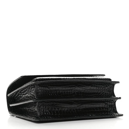 Saint Laurent Calfskin Crocodile Embossed Medium Monochrome Monogram Sunset Black 4 of 11