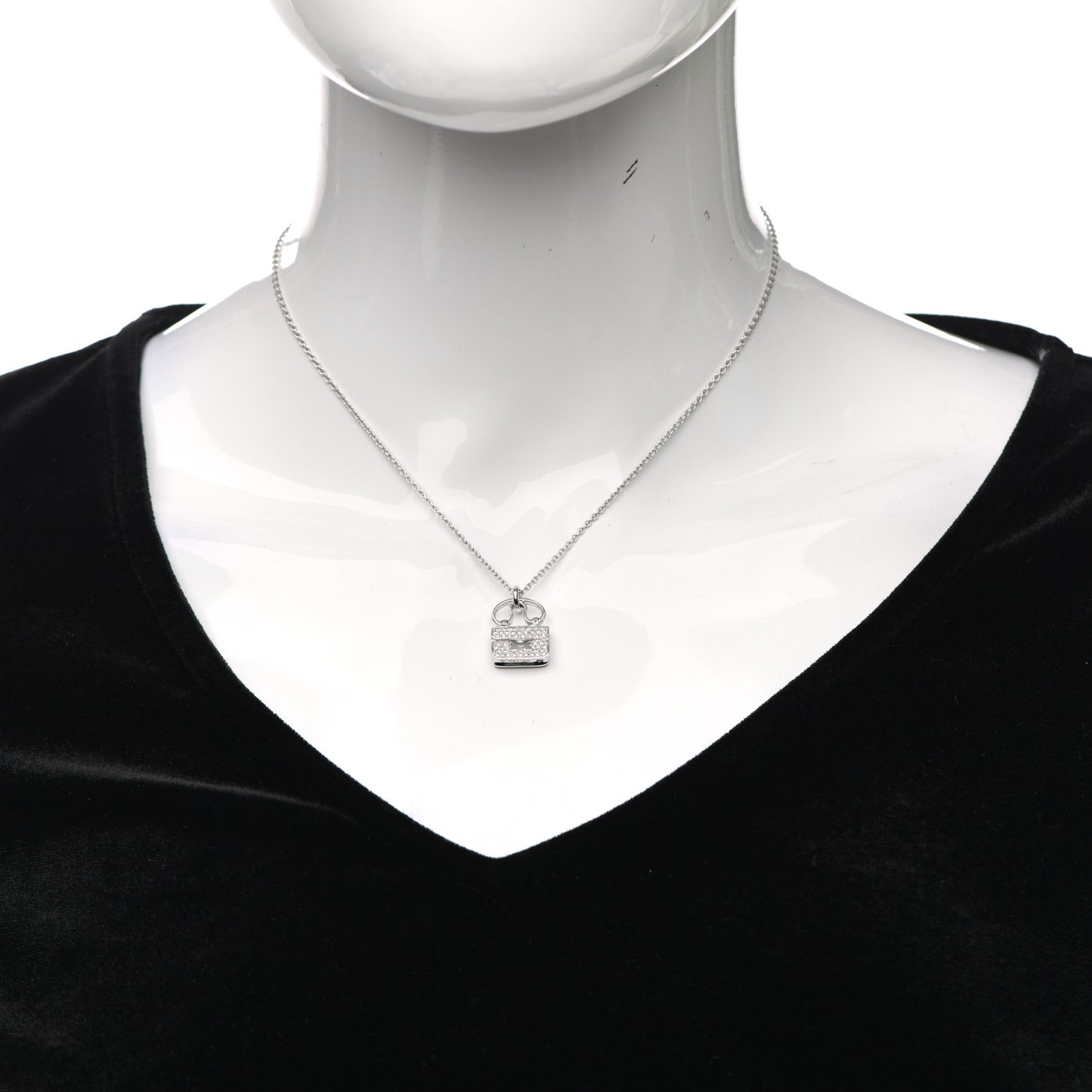 18K White Gold Diamond Constance Amulette Pendant Necklace