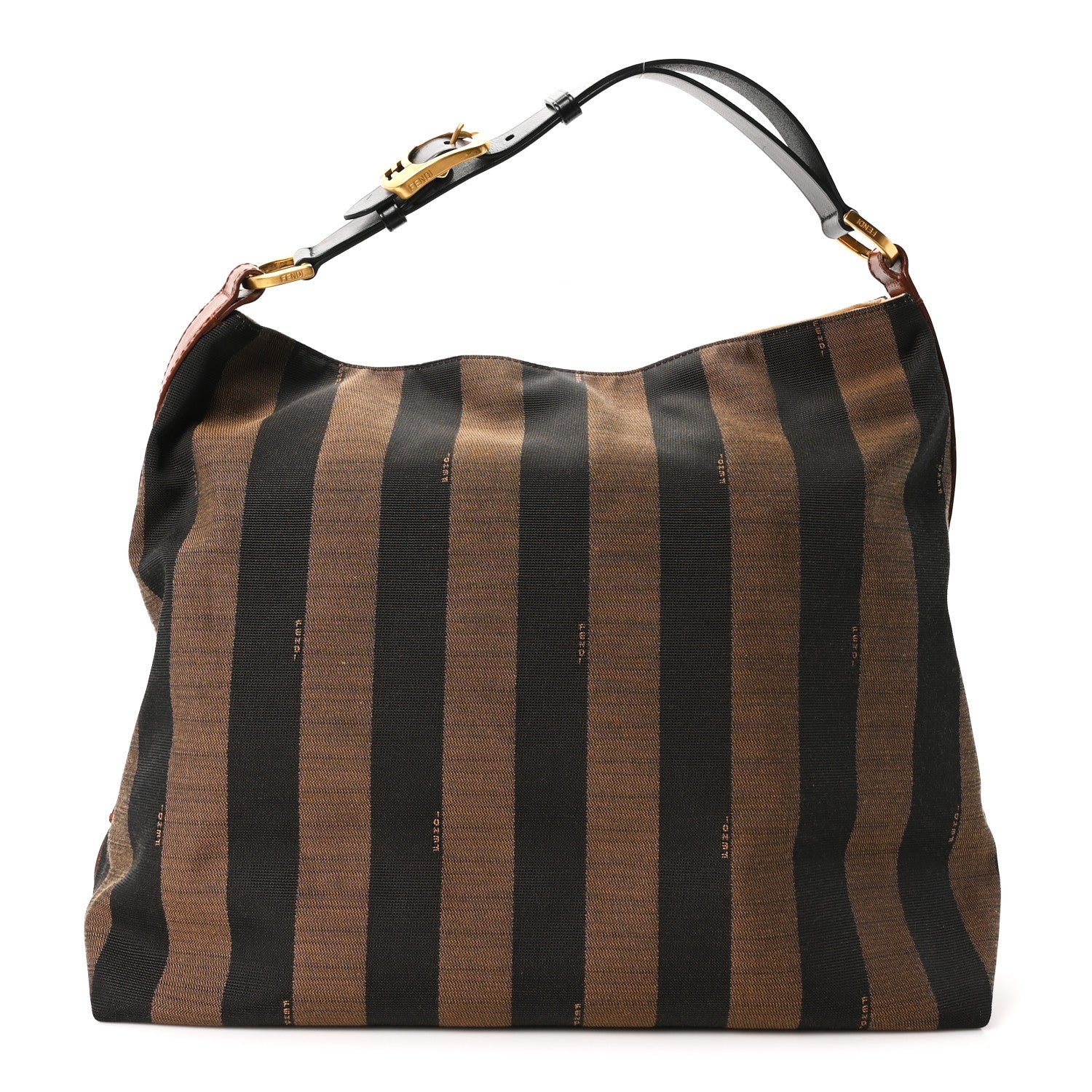 Fendi Pequin Cuoio Vegetale Large Hobo Tobacco Black Cuoio 1 of 10