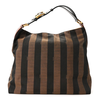 Fendi Pequin Cuoio Vegetale Large Hobo Tobacco Black Cuoio 1 of 10
