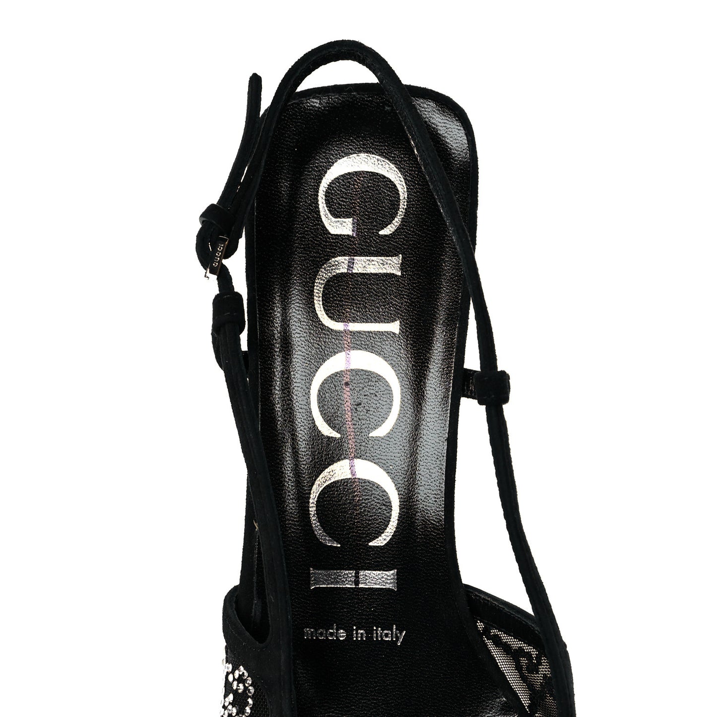 Tela Retino Kid Scamosciato Crystal GG Monogram Square G 35mm Slingback Pumps 37 Black